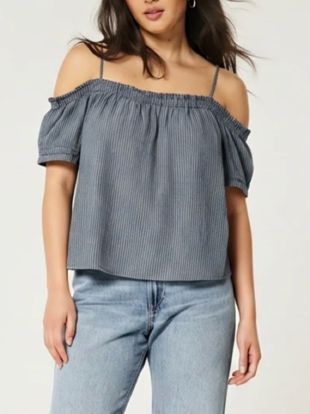Heart & Hips Navy Blue & White Striped Top